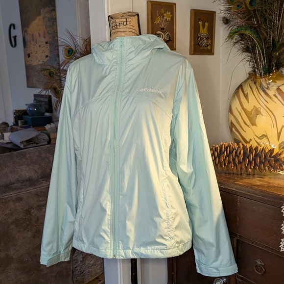 Columbia Women's Aqua Hooded Jacket Pockets - Picture 13 of 15